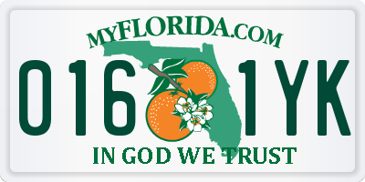 FL license plate 0161YK