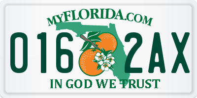 FL license plate 0162AX