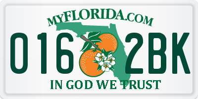 FL license plate 0162BK