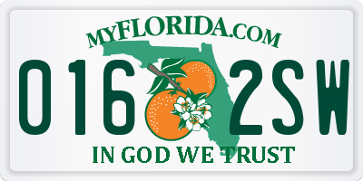 FL license plate 0162SW