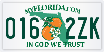 FL license plate 0162ZK