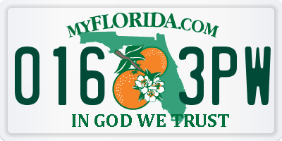 FL license plate 0163PW