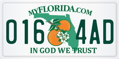 FL license plate 0164AD
