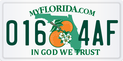 FL license plate 0164AF