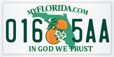 FL license plate 0165AA