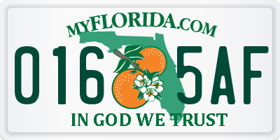 FL license plate 0165AF