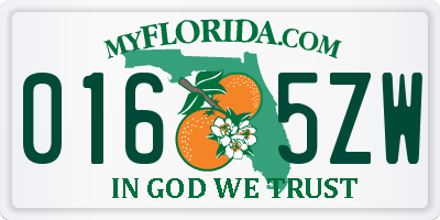 FL license plate 0165ZW