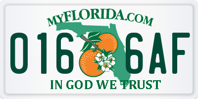 FL license plate 0166AF