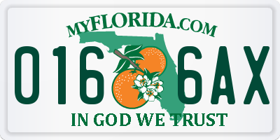 FL license plate 0166AX