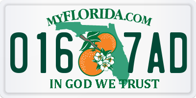 FL license plate 0167AD