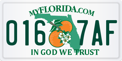 FL license plate 0167AF