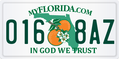 FL license plate 0168AZ