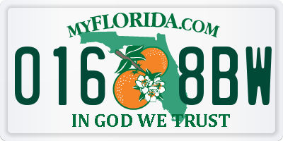 FL license plate 0168BW
