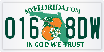 FL license plate 0168DW