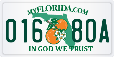 FL license plate 0168OA