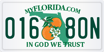FL license plate 0168ON