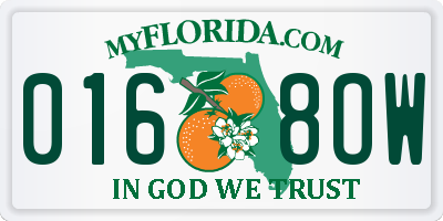 FL license plate 0168OW
