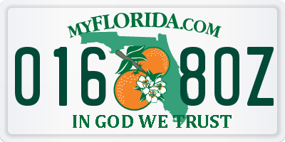 FL license plate 0168OZ