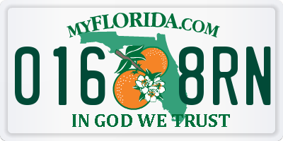 FL license plate 0168RN
