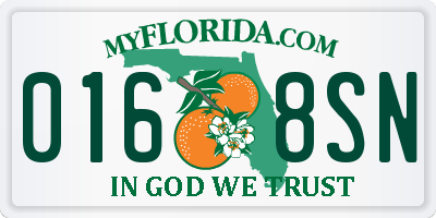 FL license plate 0168SN