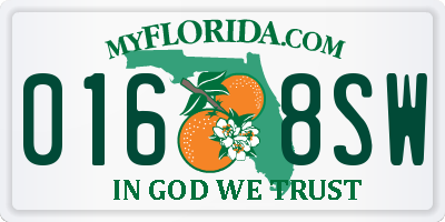 FL license plate 0168SW