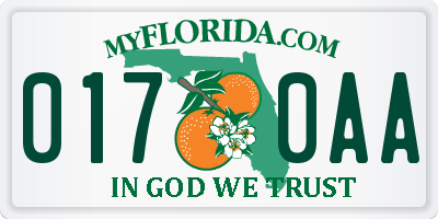 FL license plate 0170AA