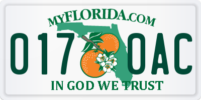 FL license plate 0170AC