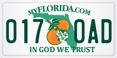 FL license plate 0170AD
