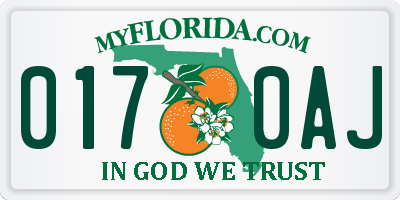 FL license plate 0170AJ