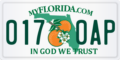 FL license plate 0170AP