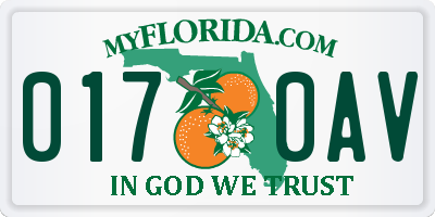 FL license plate 0170AV