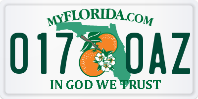 FL license plate 0170AZ
