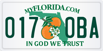 FL license plate 0170BA