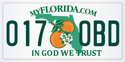 FL license plate 0170BD
