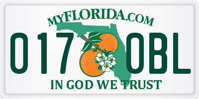 FL license plate 0170BL
