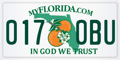 FL license plate 0170BU