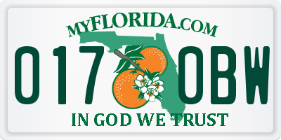 FL license plate 0170BW