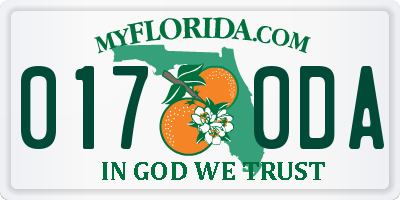 FL license plate 0170DA