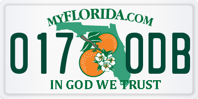 FL license plate 0170DB