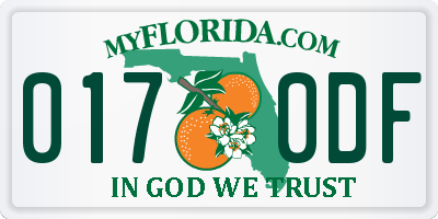 FL license plate 0170DF