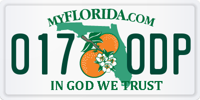 FL license plate 0170DP