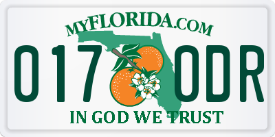 FL license plate 0170DR