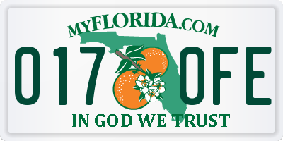 FL license plate 0170FE