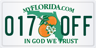 FL license plate 0170FF