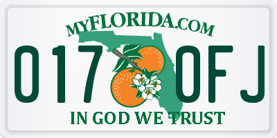FL license plate 0170FJ