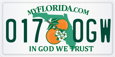 FL license plate 0170GW