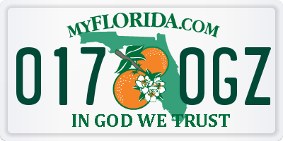 FL license plate 0170GZ