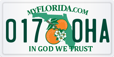FL license plate 0170HA