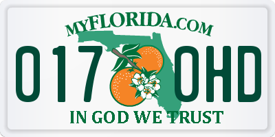 FL license plate 0170HD