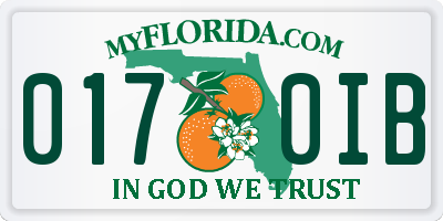 FL license plate 0170IB